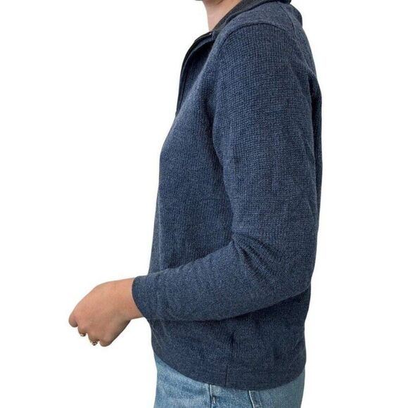 Raffi Womens Navy Blue 100% Extra Fine Merino Wool Quarter Zip Sweater Sz L - Picture 7 of 11